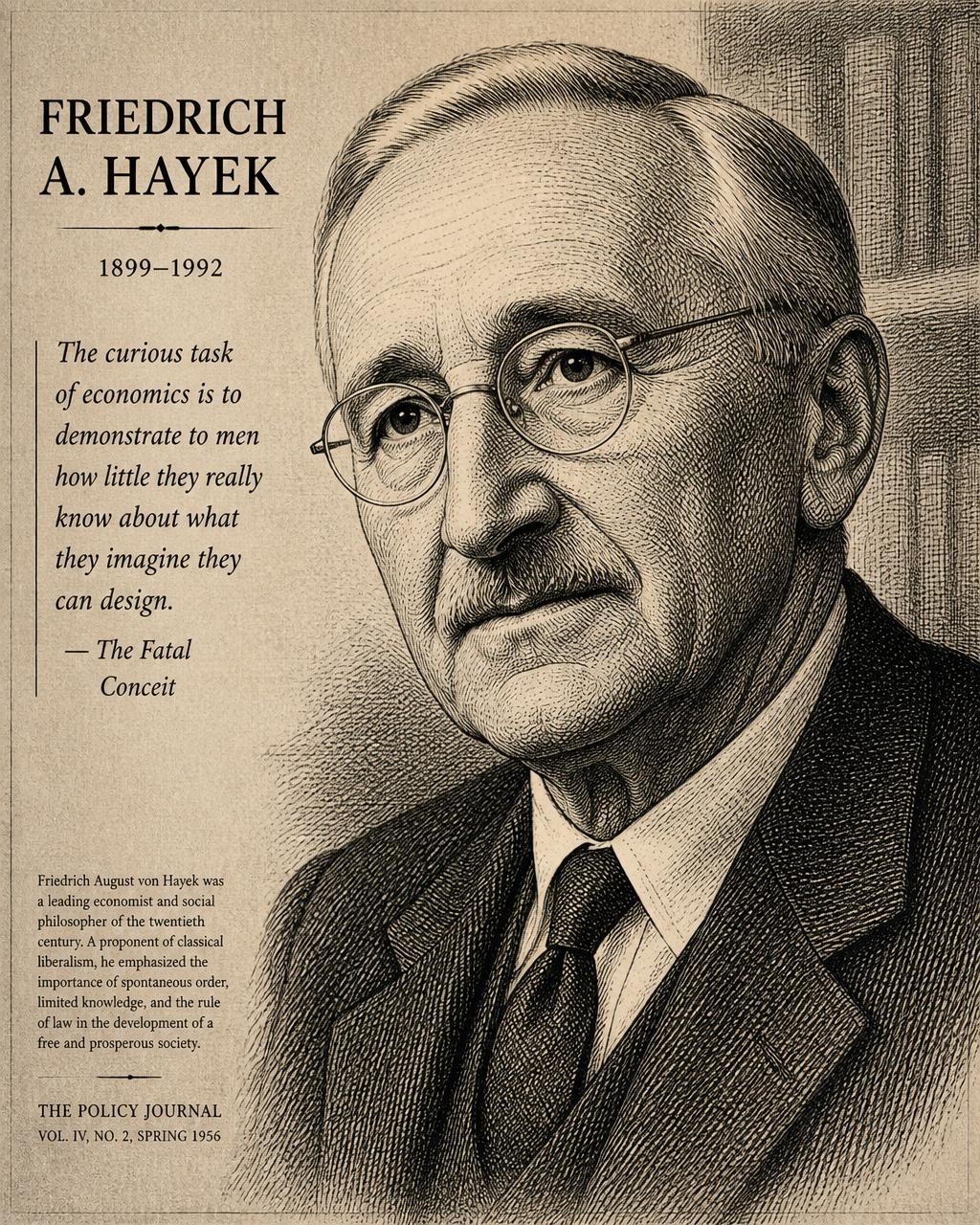 Friedrich A. Hayek, editorial portrait